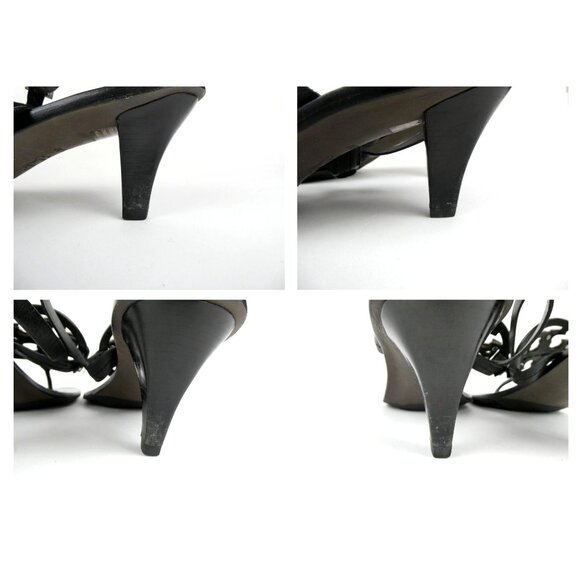 Tory Burch Black Leather Sandals Heels Size 8.5M - Picture 12 of 13